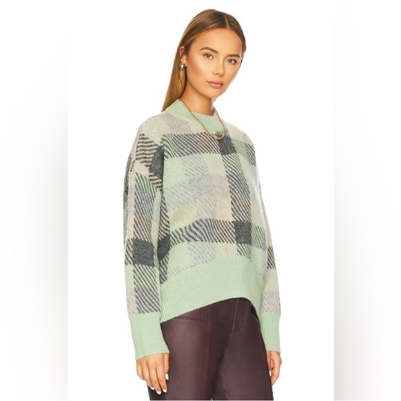 Revolve Ena Pelly Mary Mohair Oversize Knit
Sweater Sea Green Check Size Small - Picture 2 of 9